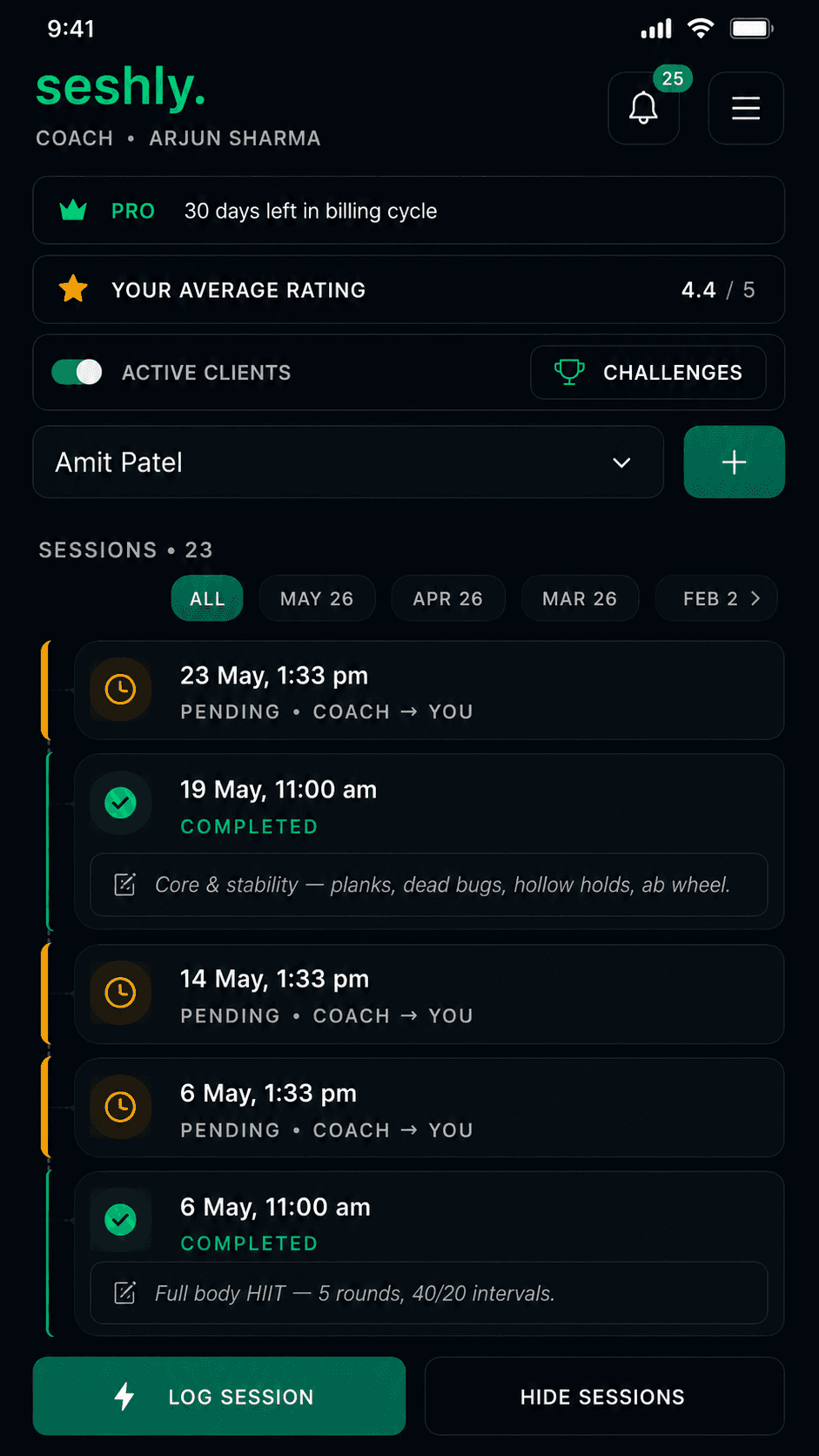 Session Timeline
